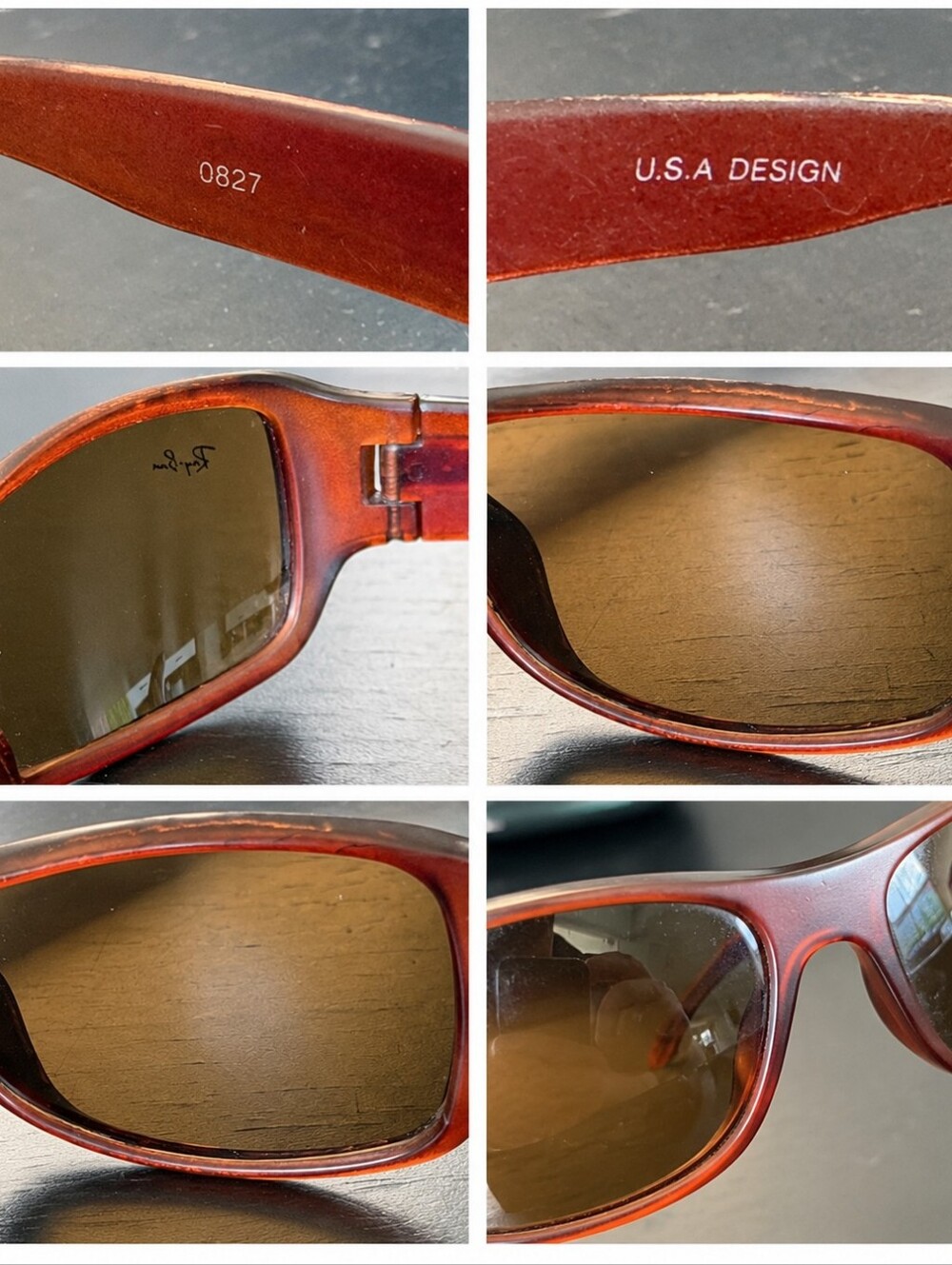 Vintage Ray-Ban Unisex Red/Brown Havana Sunglasses - Brown Lenses